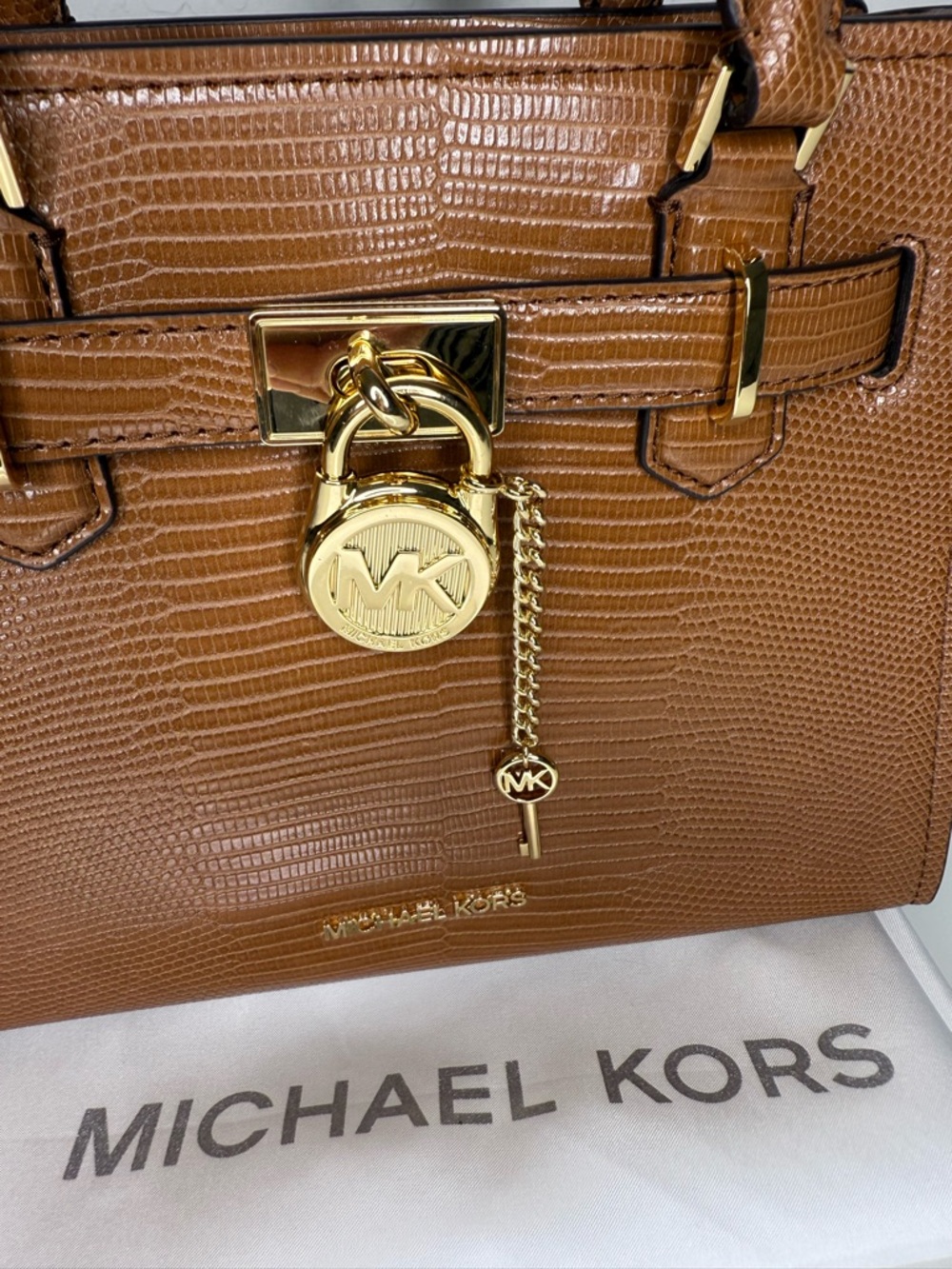 Michael Kors Small Hamilton Crocodile embossed leather Satchel Crossbody Luggage - Picture 3 of 10